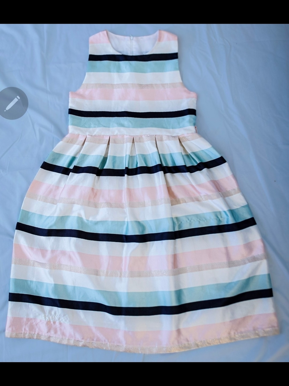 Girls Sleeveless Pastel Stripe Dress